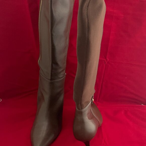 Michael Kors Brown Leather Knee- High Boots with 2.5 inch heel. Size 10 - Picture 2 of 7
